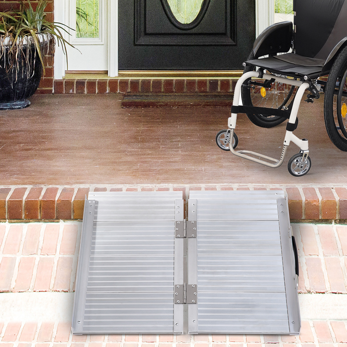HOMCOM Foldable Aluminium Wheelchair Ramp with Carry Handle