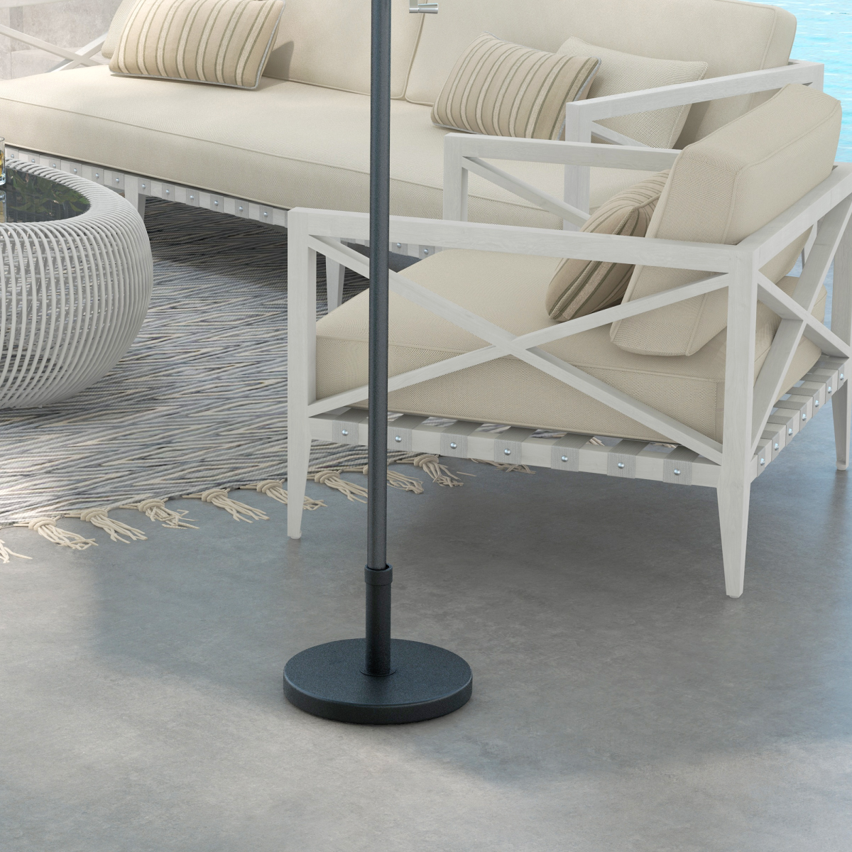Outsunny 15kg Heavy Duty Round Concrete Parasol Base, Black
