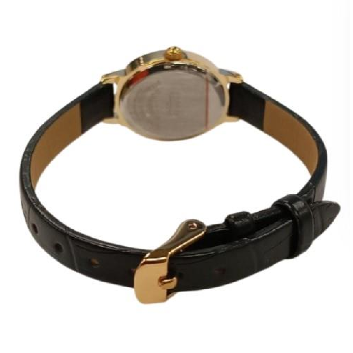 Limit Ladies Basic 27mm oval Golden Dial Black Number with Black Faux Leather Strap Watch  60144
