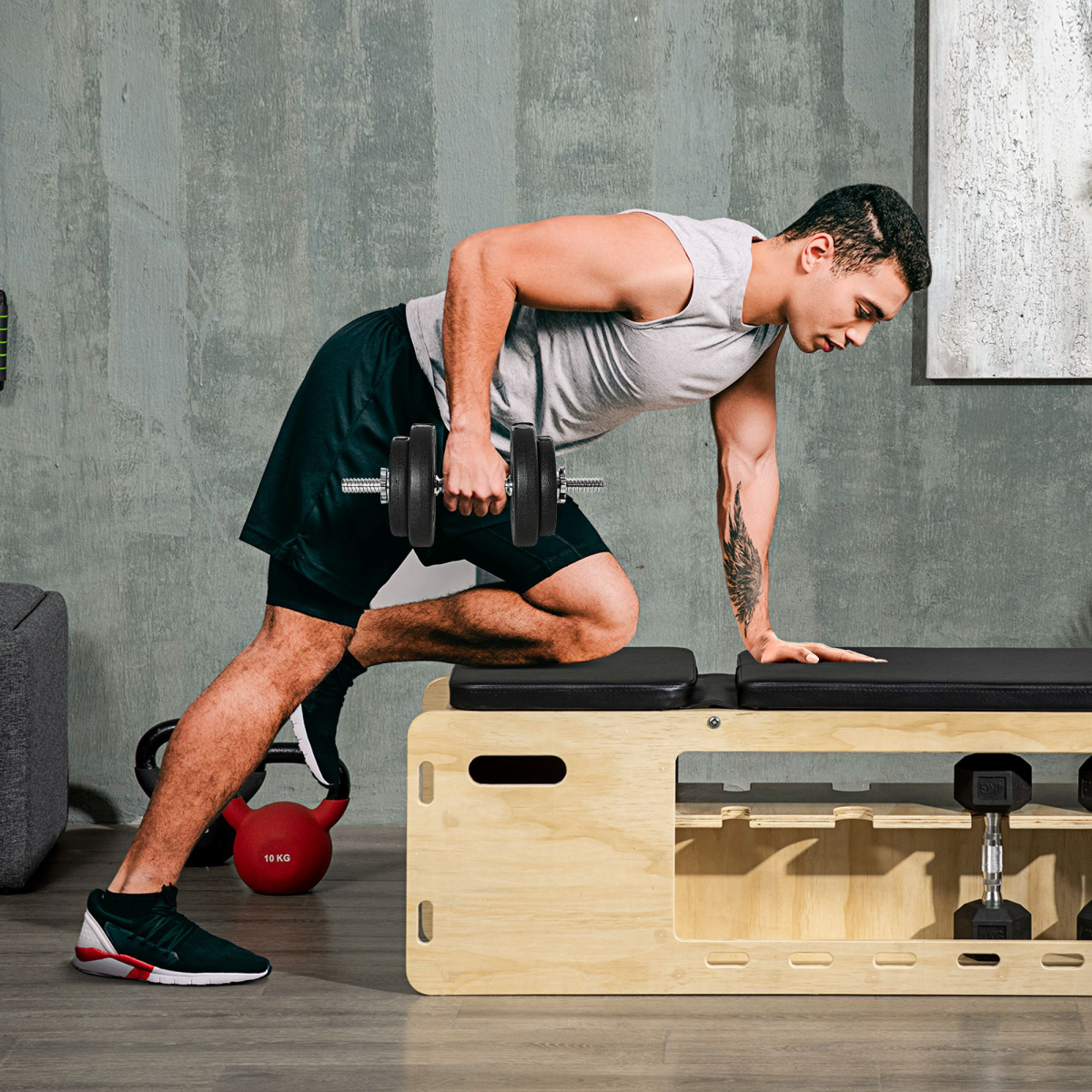 HOMCOM 20kg Adjustable Dumbbell Set with Connecting Rods