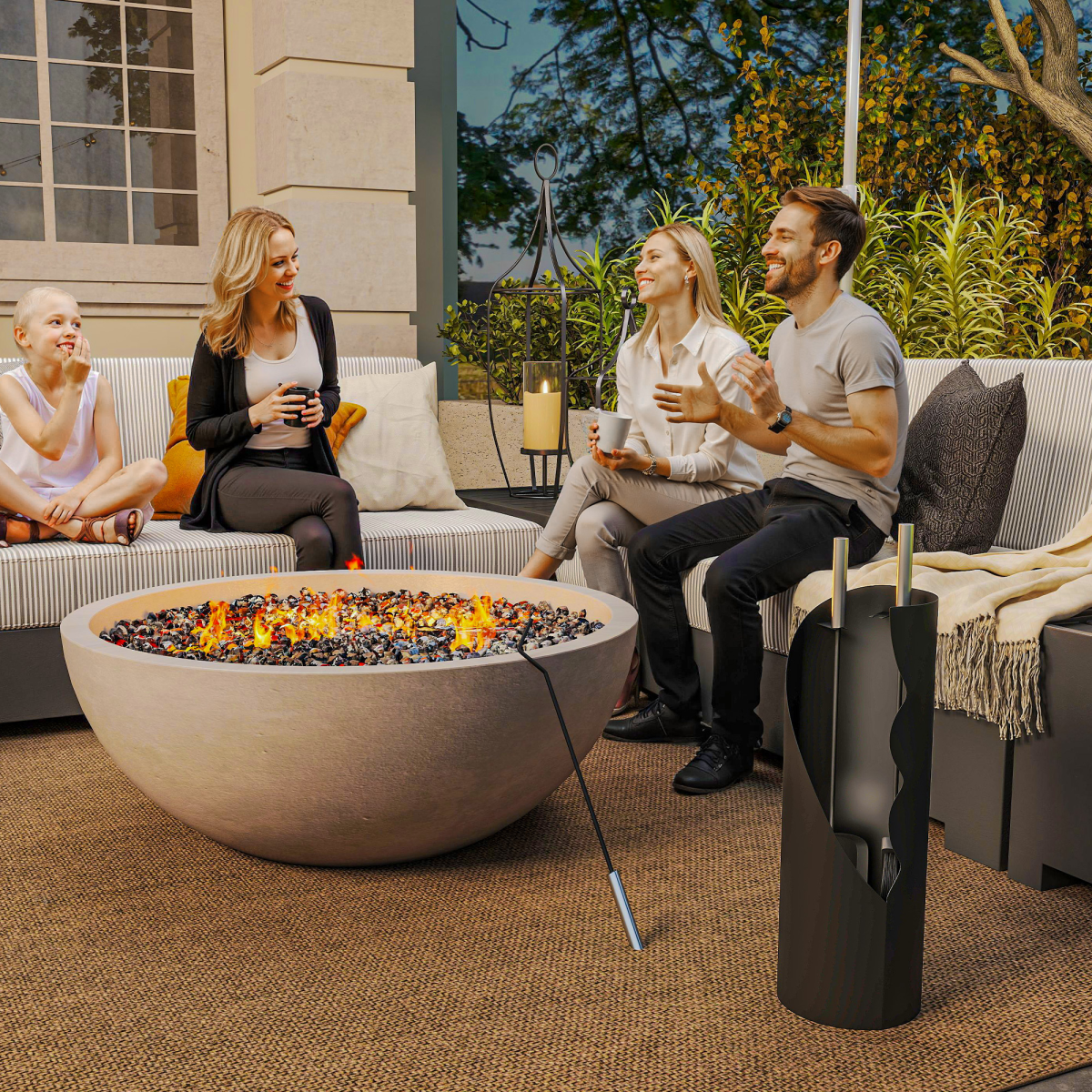 Outsunny 4-Piece Metal Fireplace Companion Set, Black