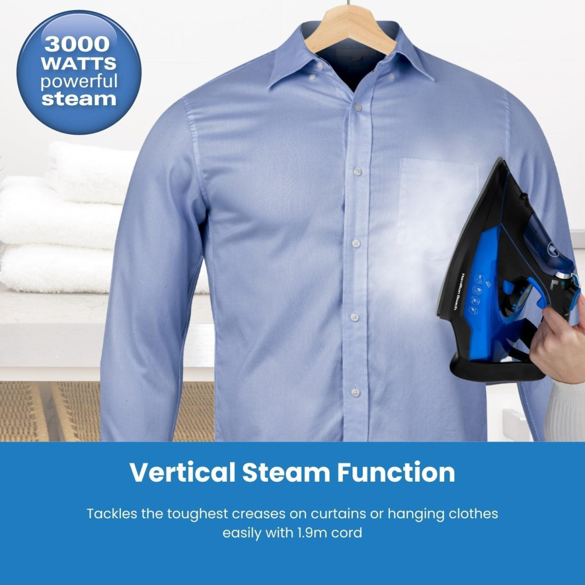 Hamilton Beach 3000W Pro Steam Max  Iron - Blue & Black