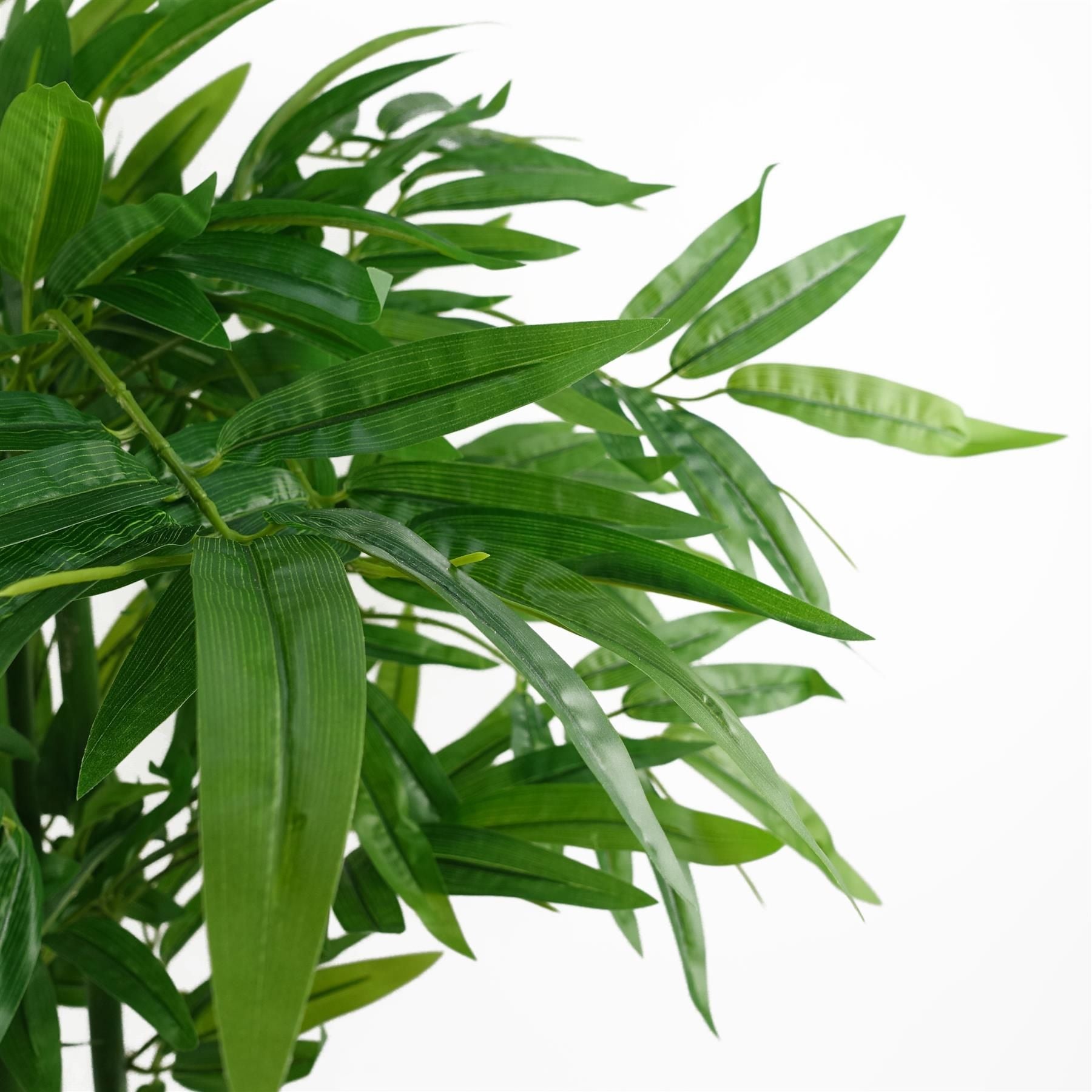 90cm (3ft) Artificial Bamboo Tree with Extra Wide Leaves in Black Plastic Pot
