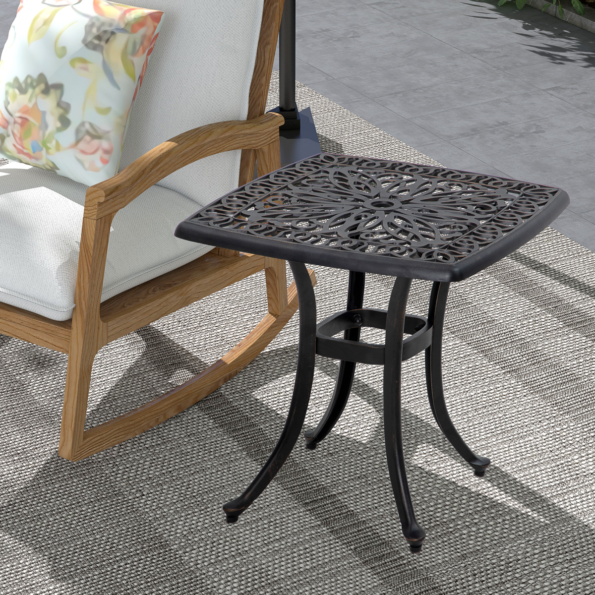 Outsunny Bronze Cast Aluminium Bistro Table with Umbrella Hole