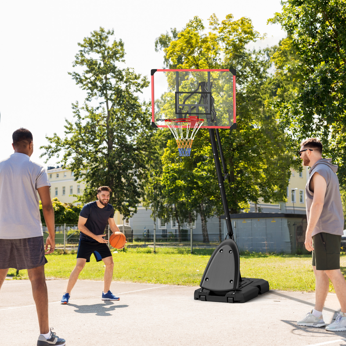 SPORTNOW Adjustable Basketball Hoop with Fillable Base, 2.4-2.9m