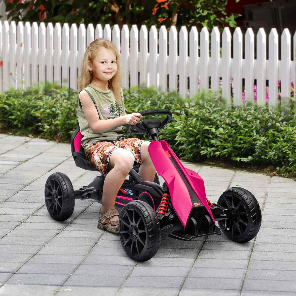 HOMCOM Kids Pedal Go Kart with Adjustable Seat & Handbrake