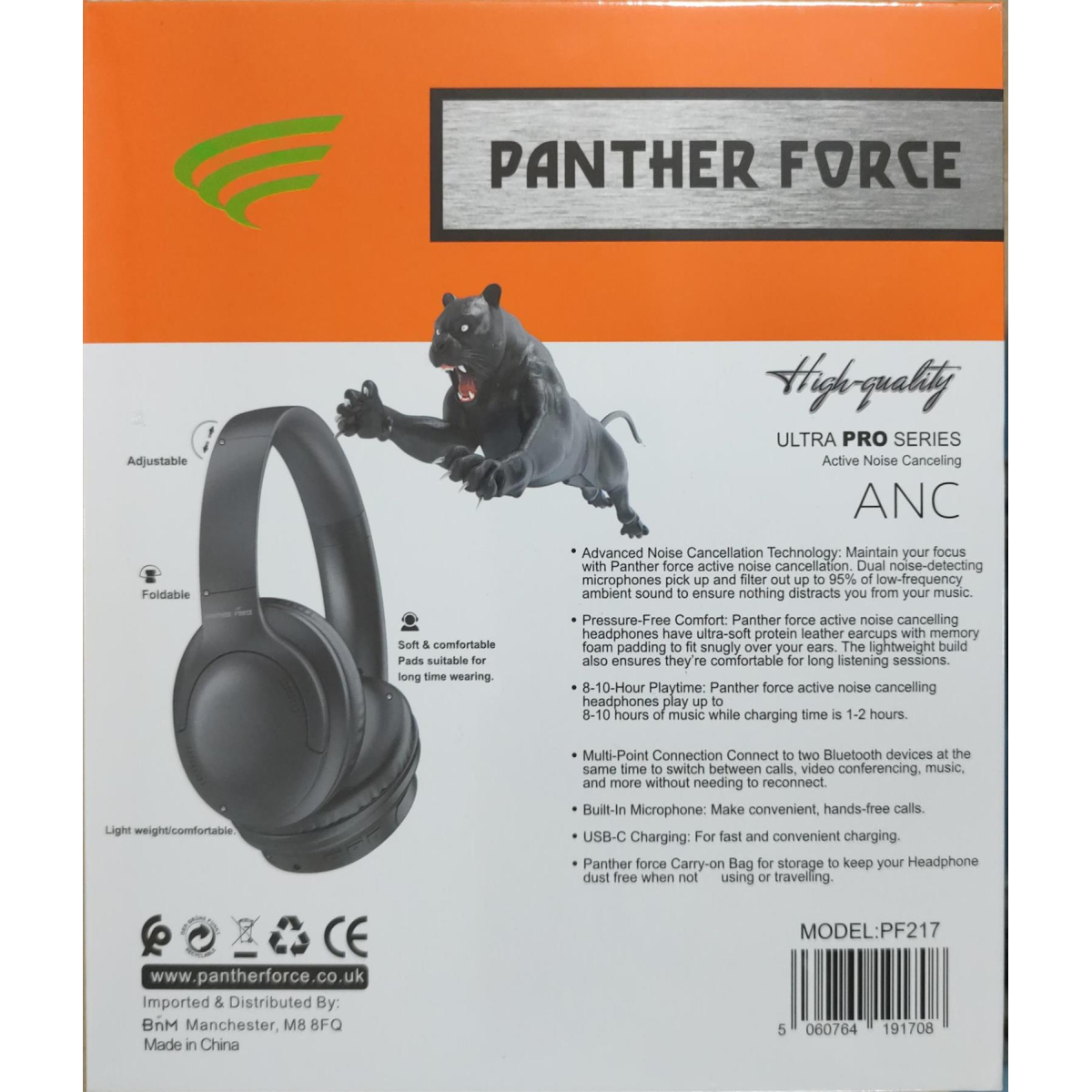 Panther Force Wireless Bluetooth Active Noise Cancelling Headphones PF217
