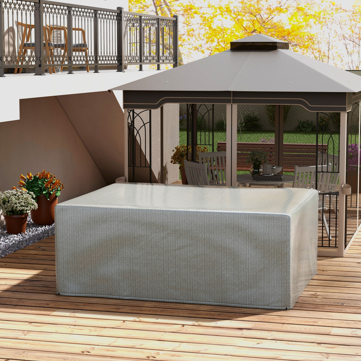 Outsunny Grey Heavy Duty PE Garden Furniture Cover for Patio Sets 235 x 190 x 90 cm