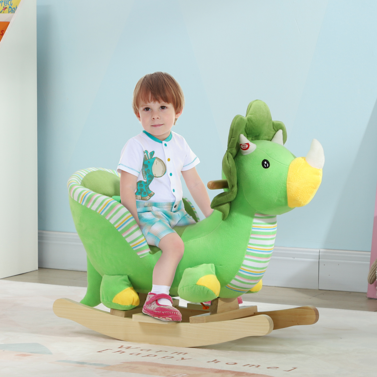 AIYAPLAY Dinosaur Baby Rocker with Animal Sound, Green