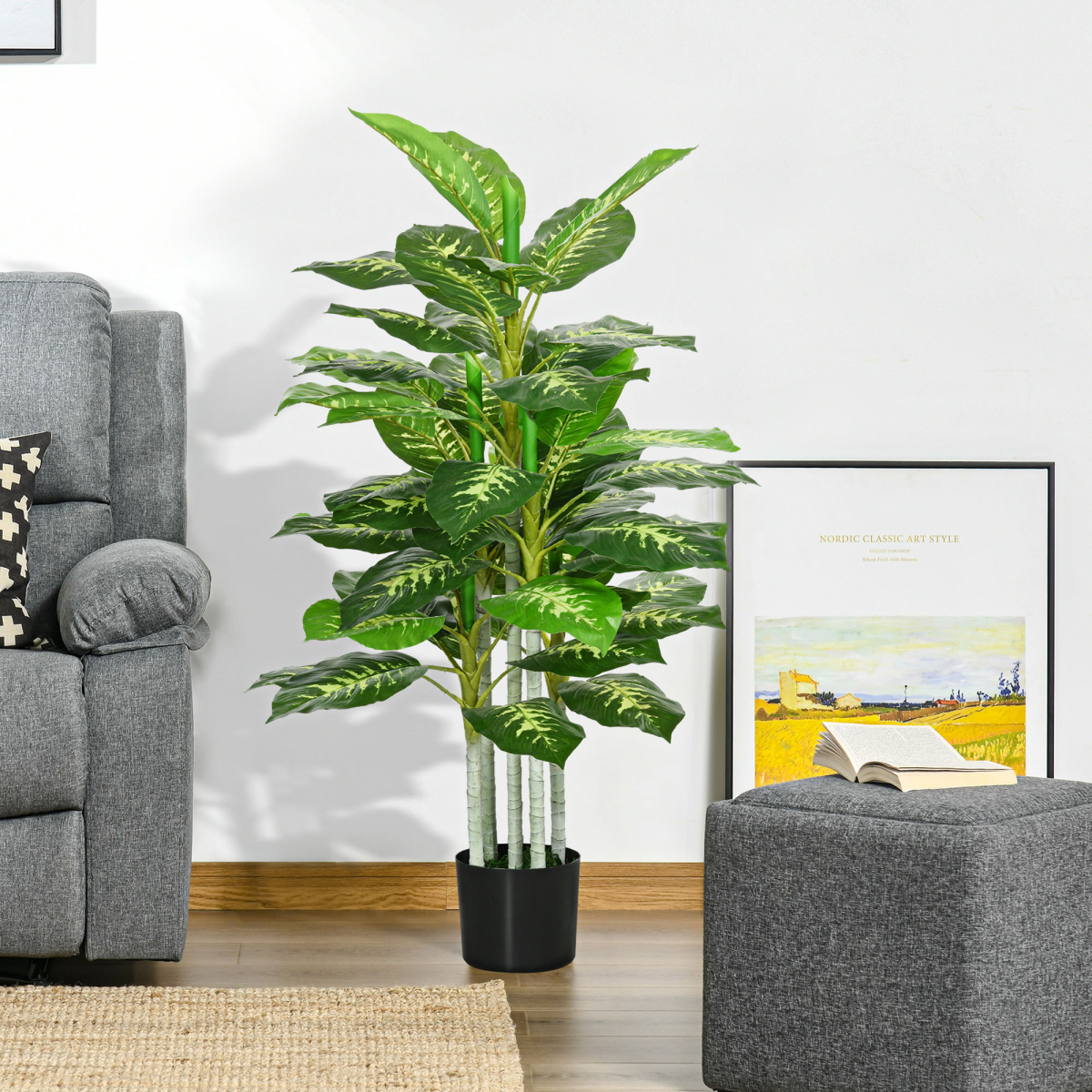 HOMCOM Artificial Evergreen Tree in Pot, Indoor Outdoor Decor