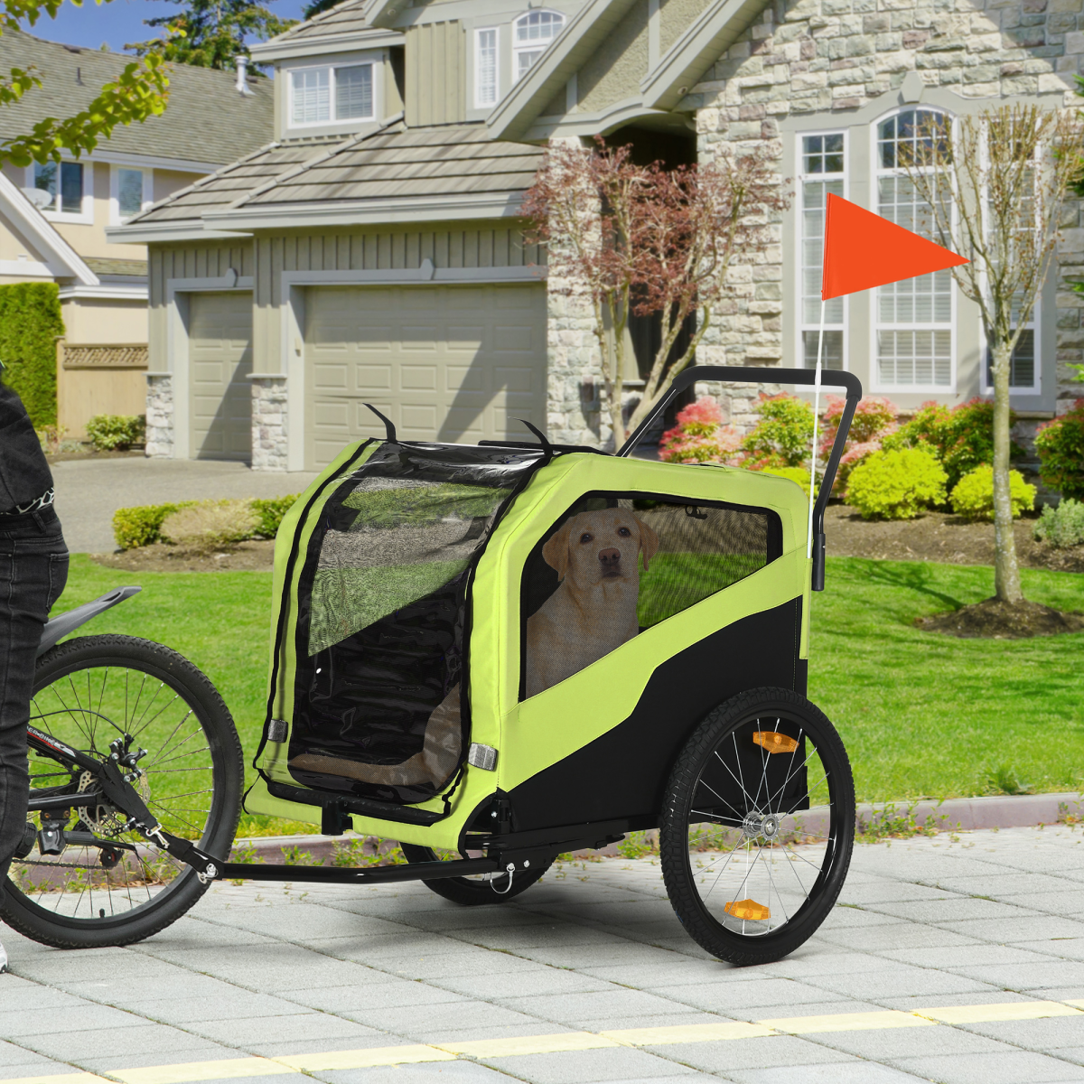 PawHut 2-in-1 Dog Bike Trailer & Stroller for Large Dogs, Green