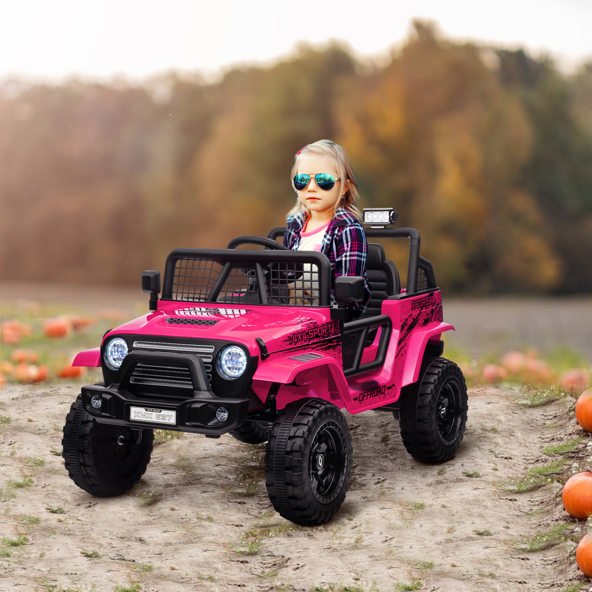 AIYAPLAY 12V Kids Electric Ride On Truck with Remote, Pink
