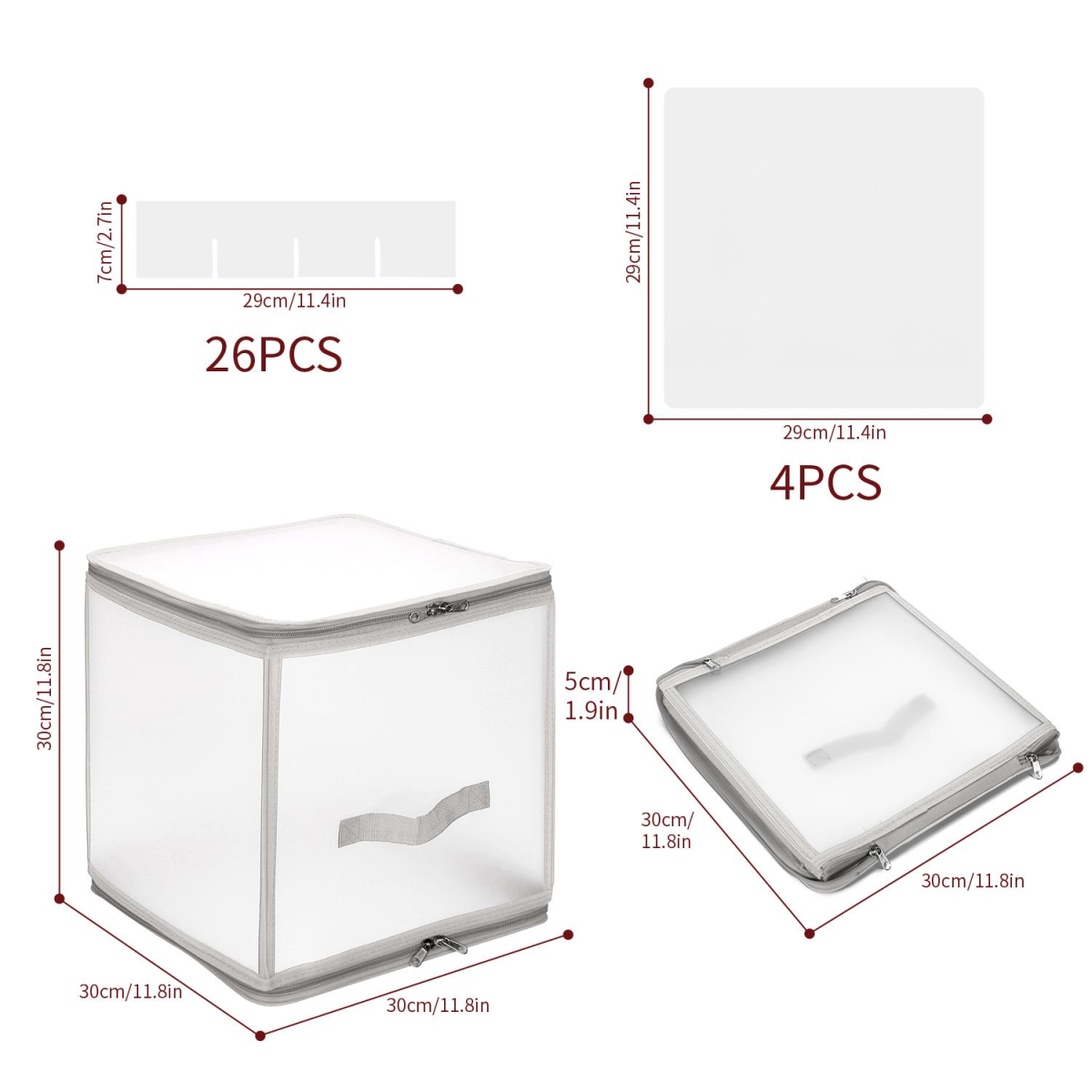 Vinsani Grey Christmas Bauble Storage Box for Up to 64 Baubles