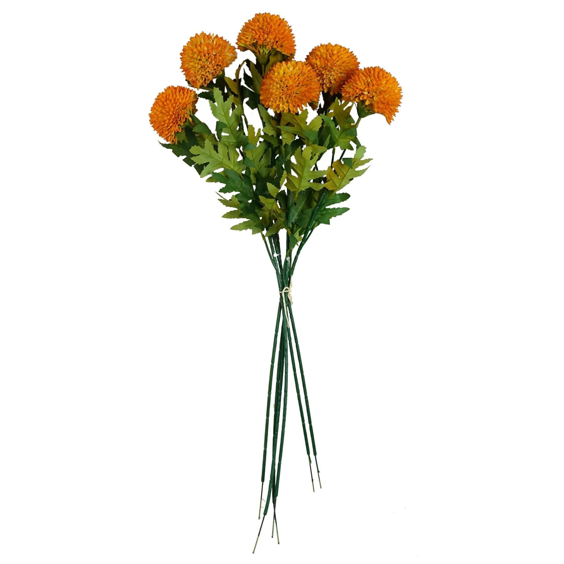 Leaf 70cm Yellow Large Ball Dahlia Artificial Flower Stem