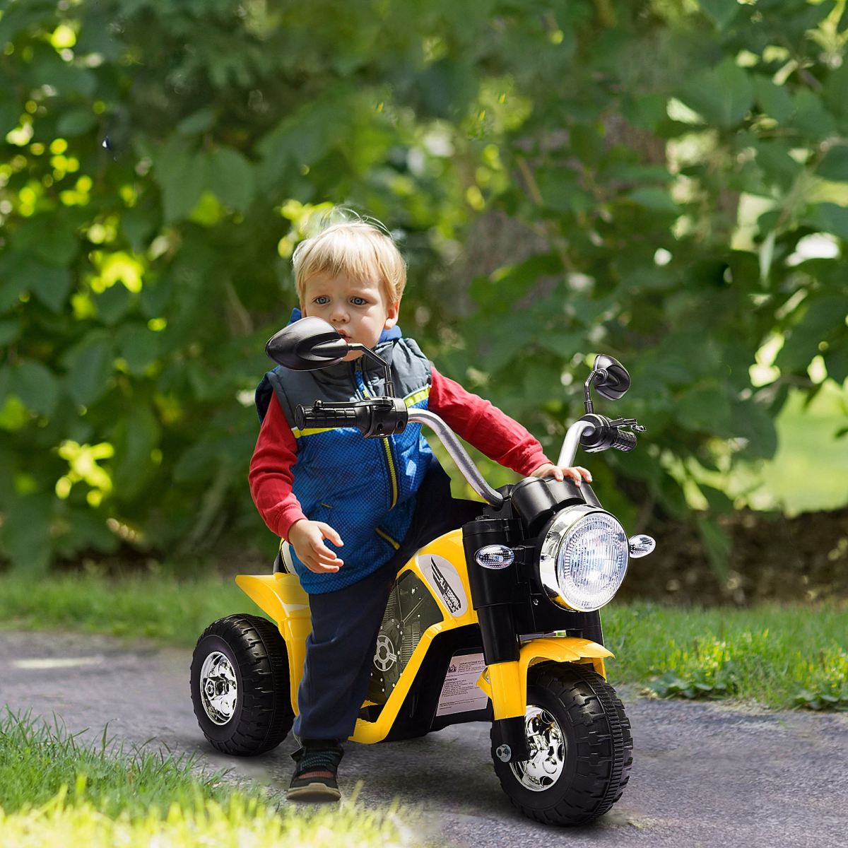 Kids 6V Electric Ride-On Motorcycle, Yellow, 18-36 Months