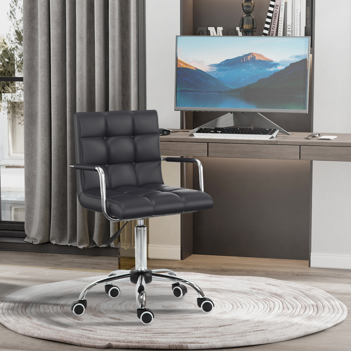 Vinsetto Black PU Leather Height Adjustable Swivel Office Chair
