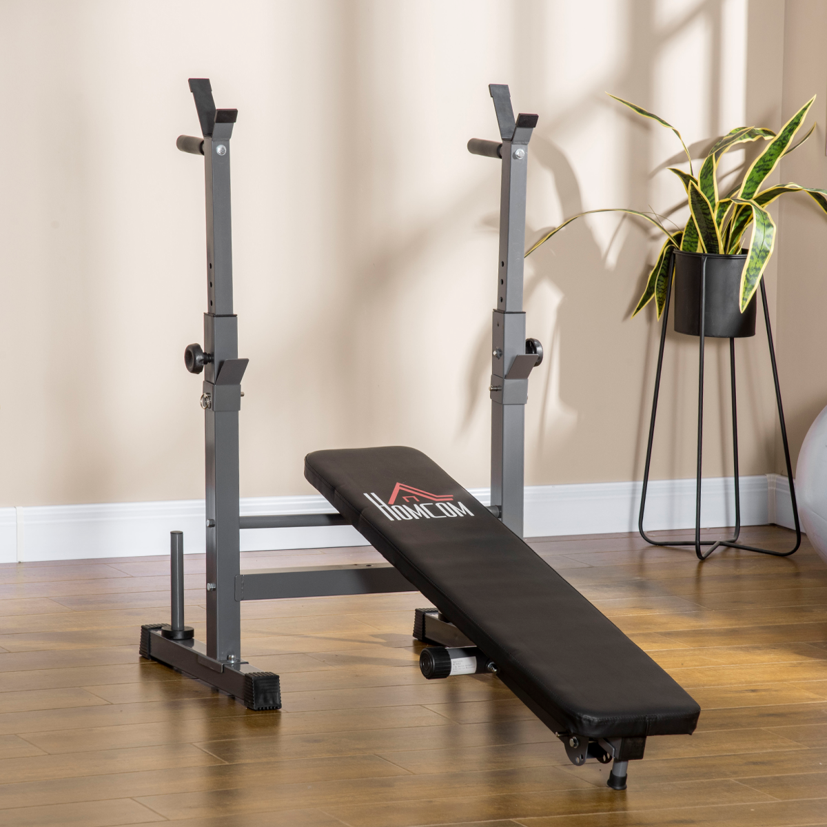 Foldable Adjustable Weight Bench with Barbell Rack and Dip Station