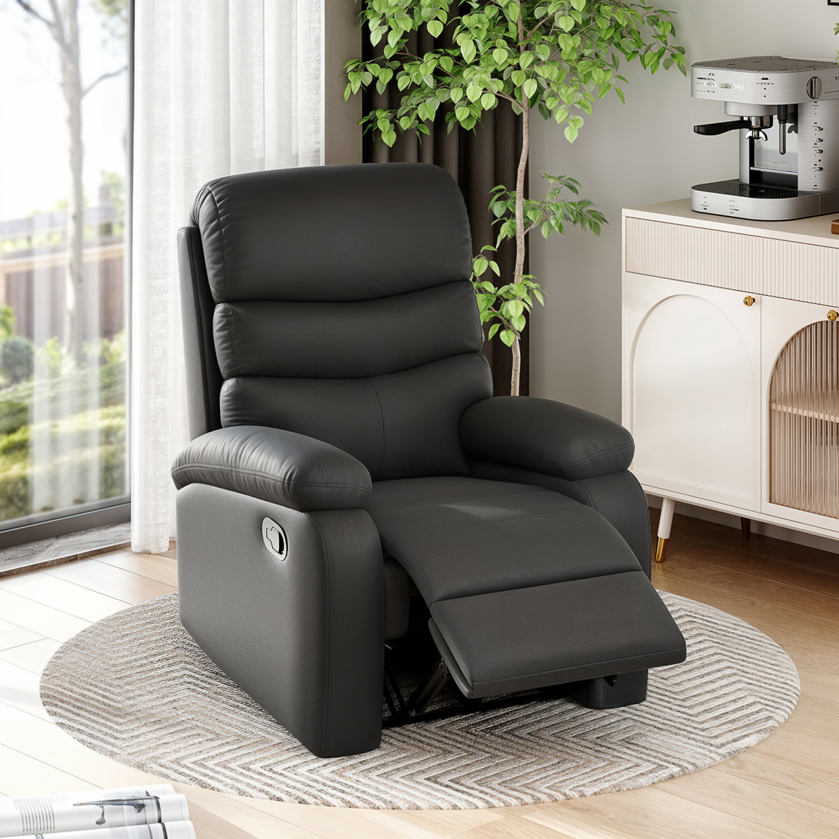 HOMCOM Manual Recliner Armchair with Footrest, Black