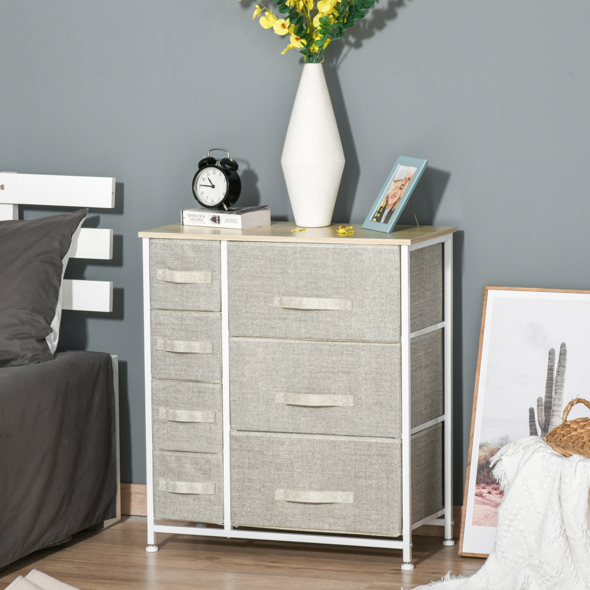 HOMCOM 7-Drawer Storage Cabinet Organizer with Adjustable Feet