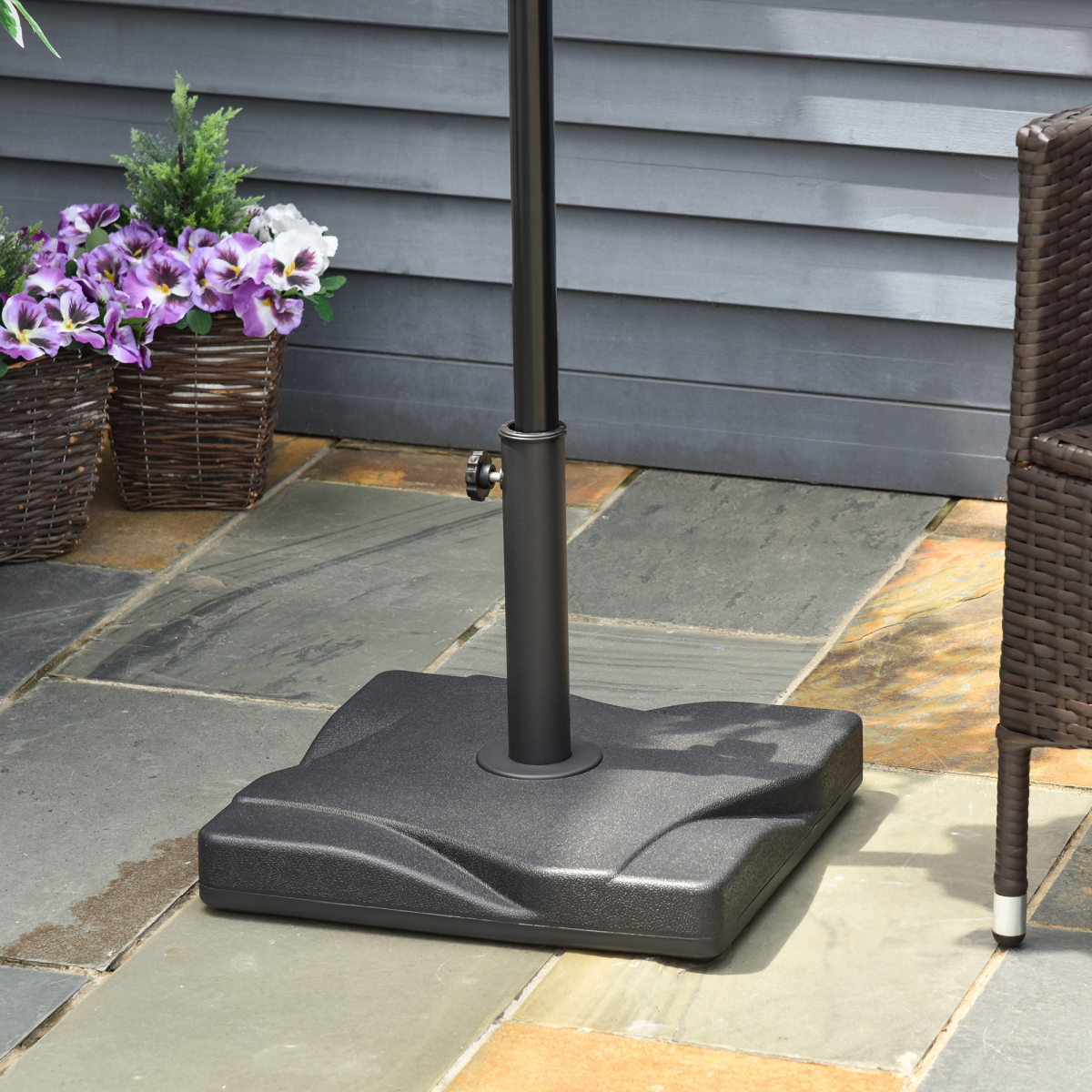 Outsunny 20kg Cement Square Parasol Base Black