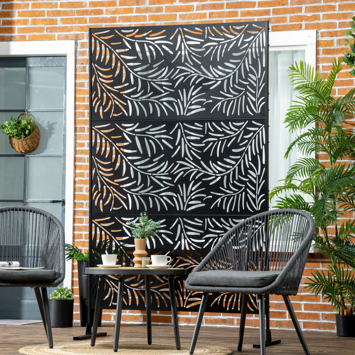 Outsunny 6.5FT Outdoor Privacy Screen Panel with Stand & Stakes