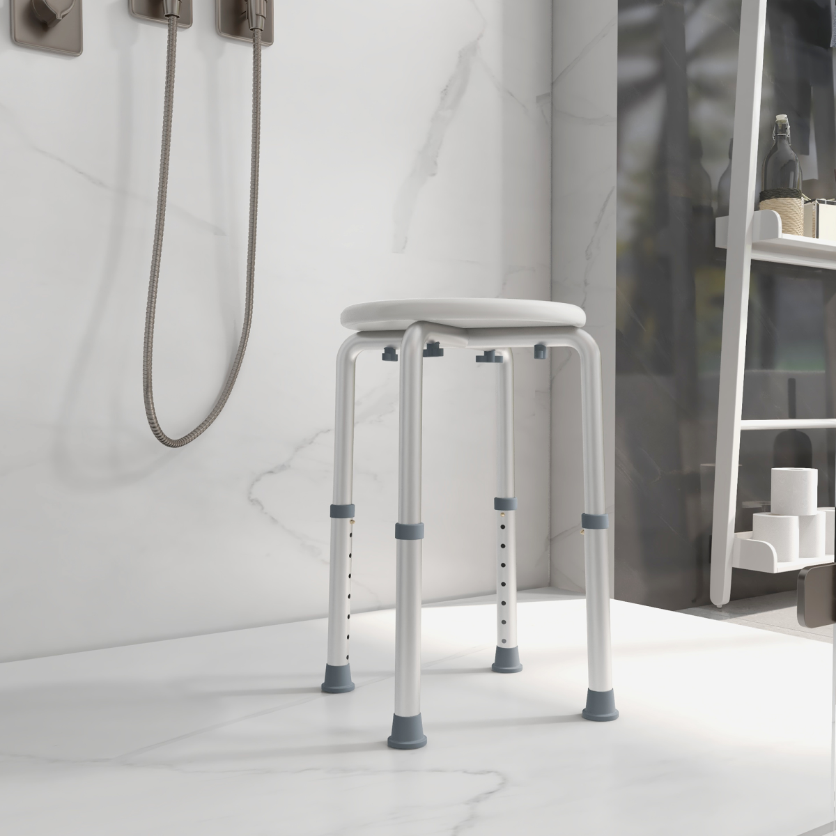 Adjustable Bath Shower Seat with Suction Pads, 136kg Capacity