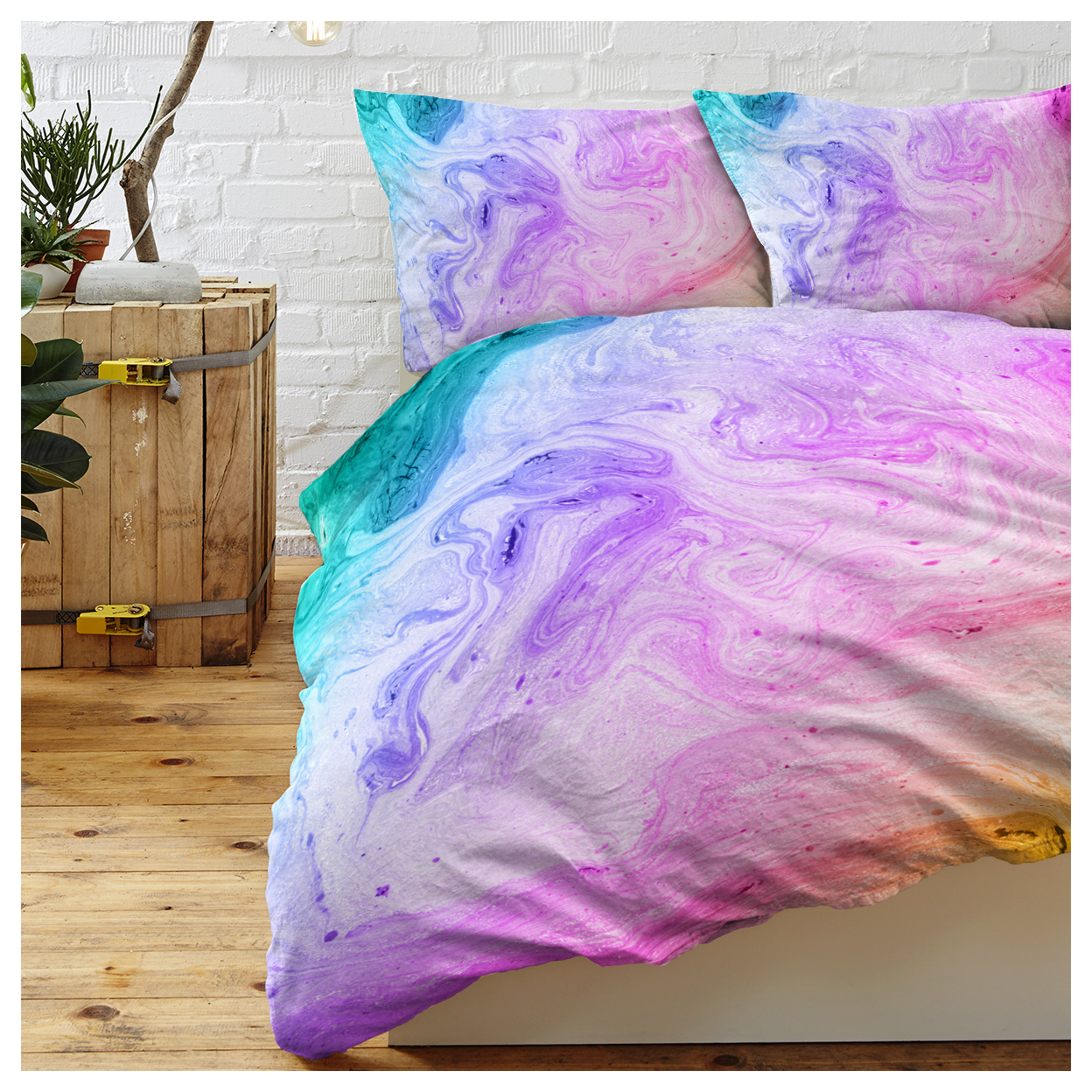 Girly Duvet Cover Rainbow Glitter Ombre Bedding Sets 3 Pcs Chic Unicorn Pink Purple Blue Green Pastel Bed Spreads Sparkle Quilt Cover Set with 2 Pillow Shams (Single)