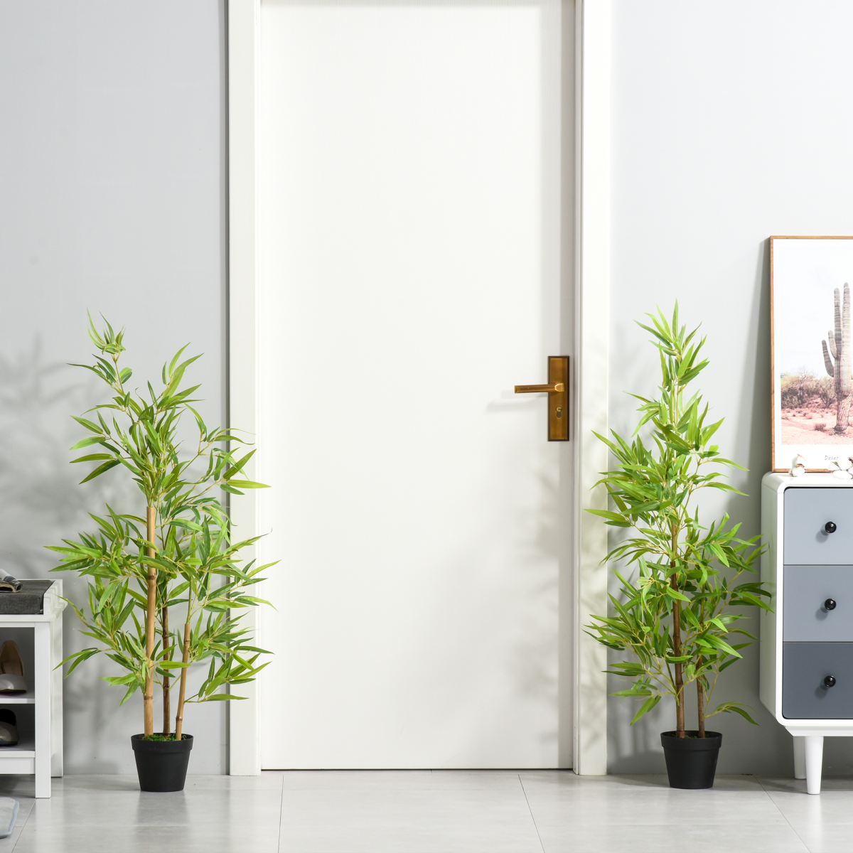 Outsunny Set of 2 Artificial Bamboo Trees Decorative Plant 120cm Indoor/Outdoor