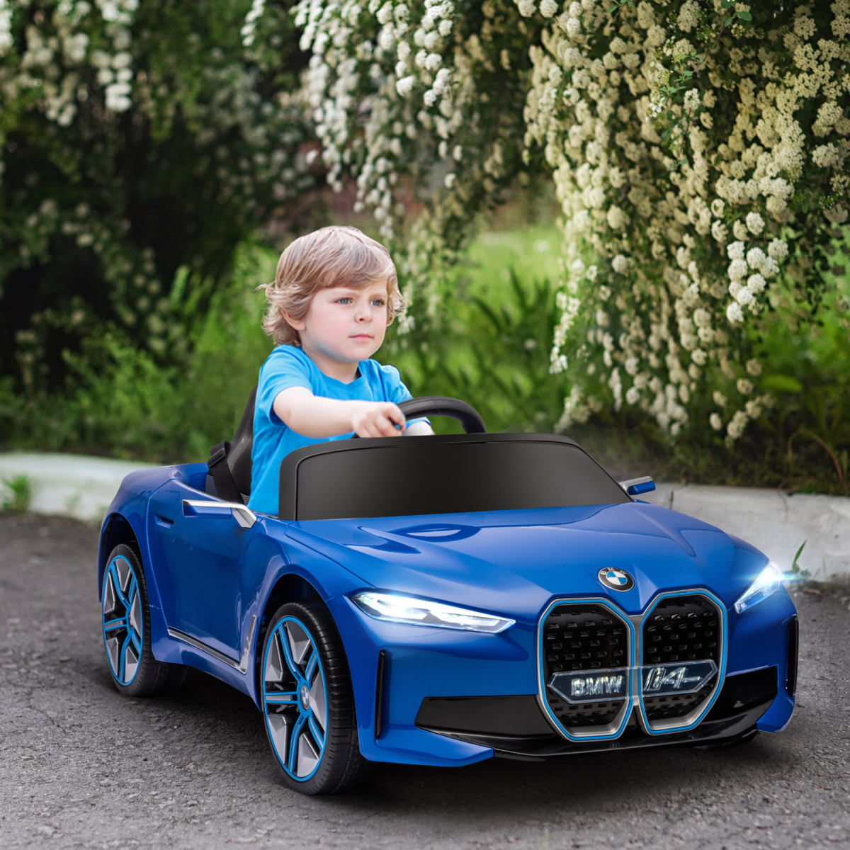 HOMCOM BMW i4 Licensed 12V Kids Electric Ride-On Car with Remote - Blue