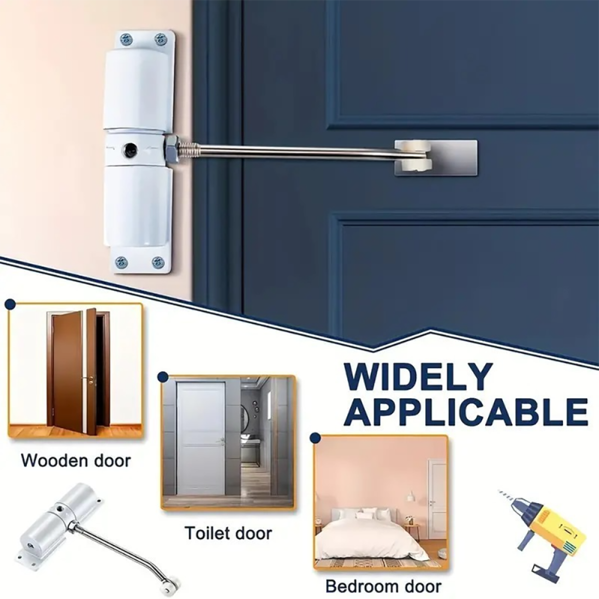 Door Closer High Usage Environments Versatile Design Customizable Closing Speed black