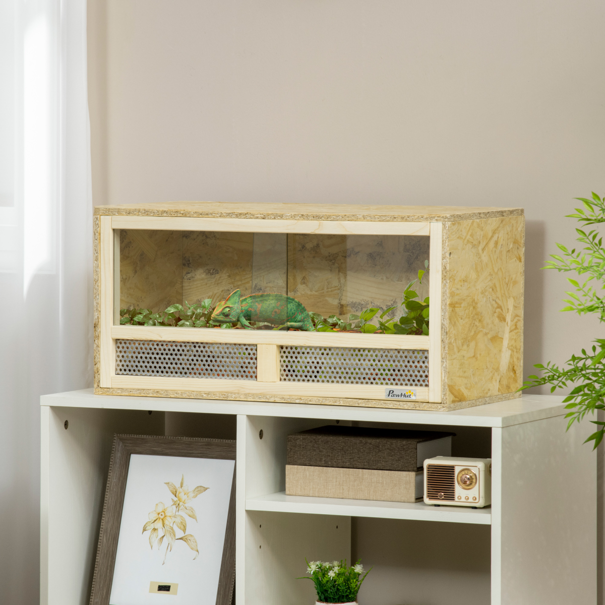 PawHut Reptile Terrarium with Sliding Glass Doors and Mesh Panels