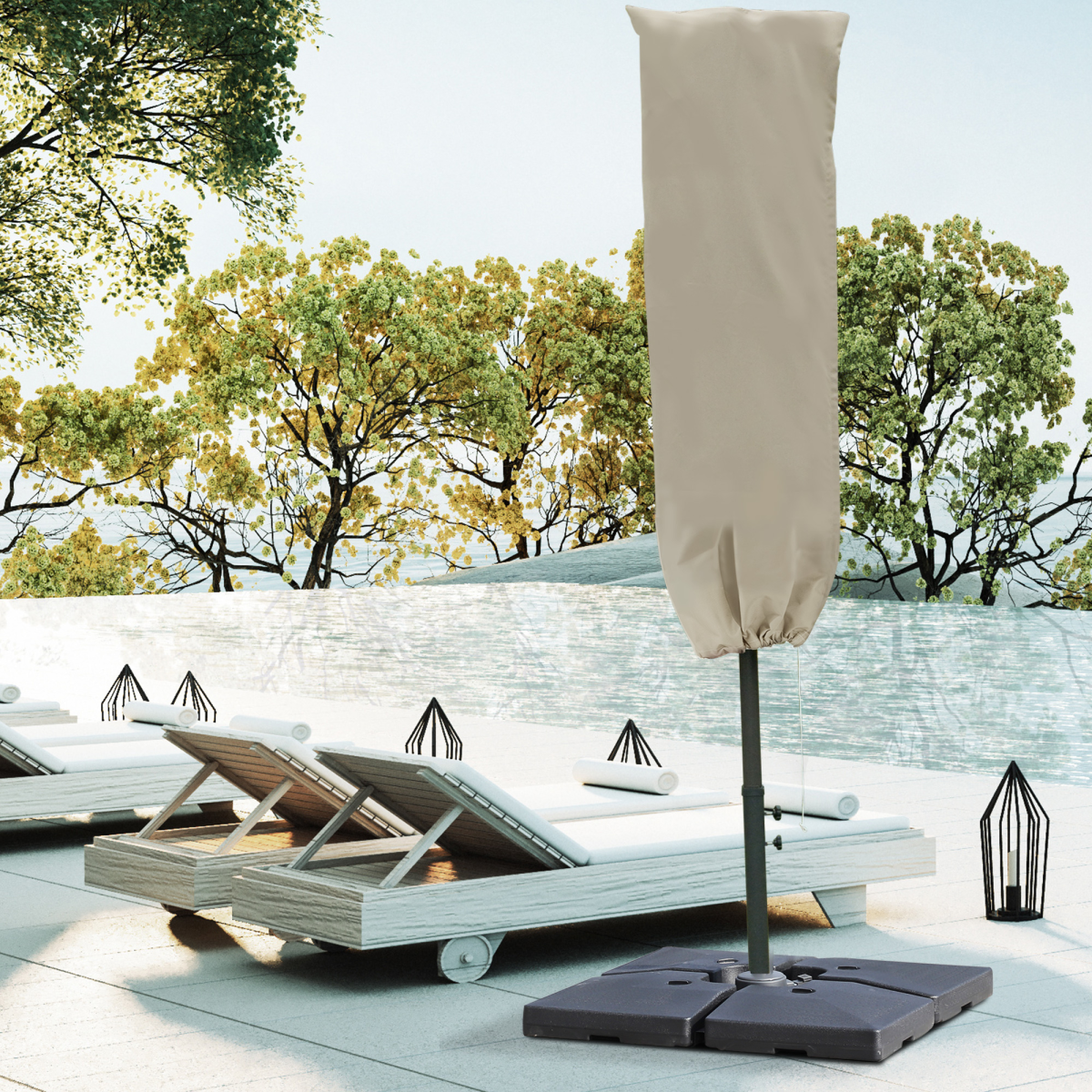 Outsunny Cantilever Umbrella Cover with Zipper and Drawstring, Oxford Cloth Parasol Protector
