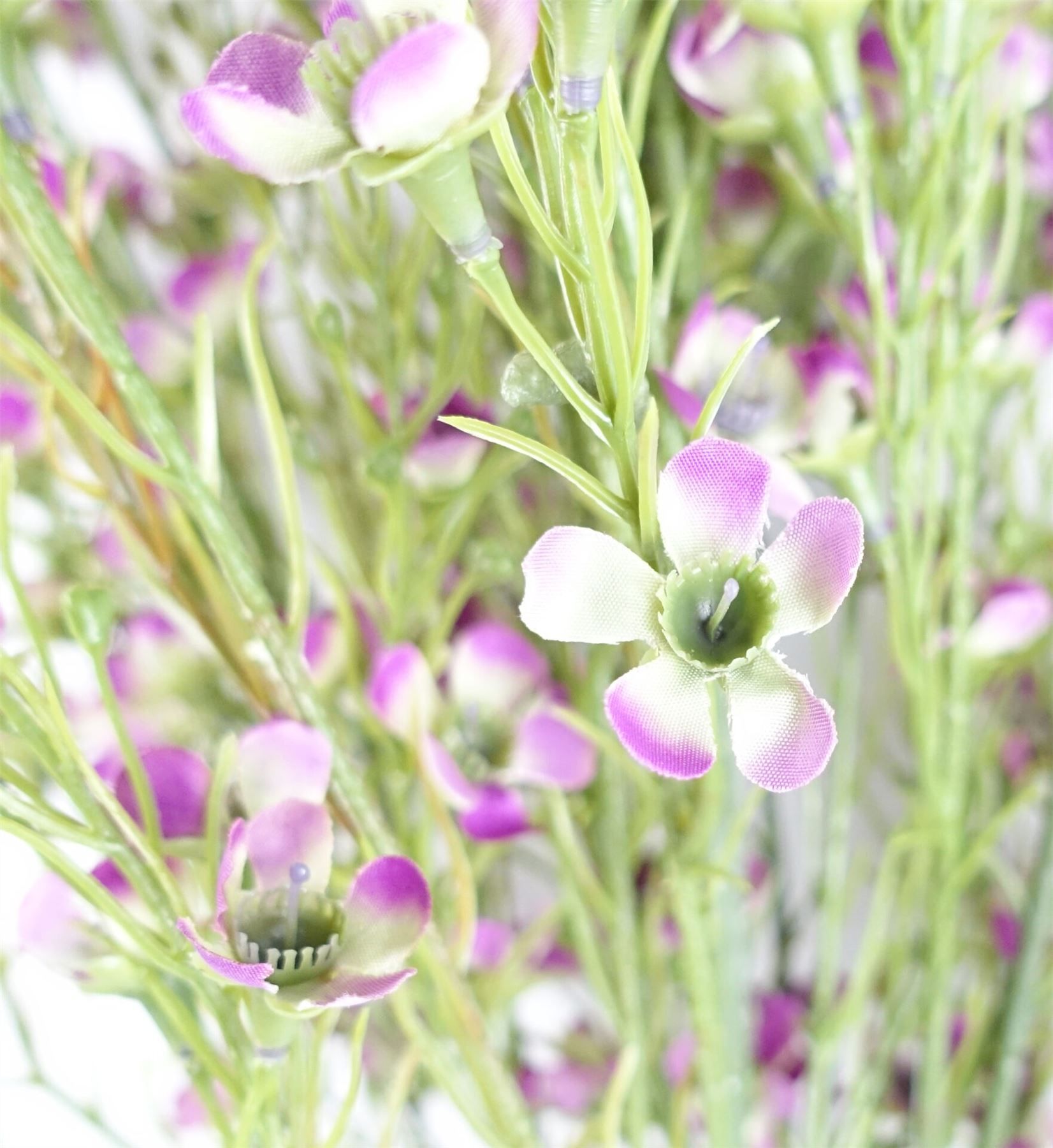 Leaf Pack of 6 100cm Artificial Foliage Stems with Small Flowers, Purple