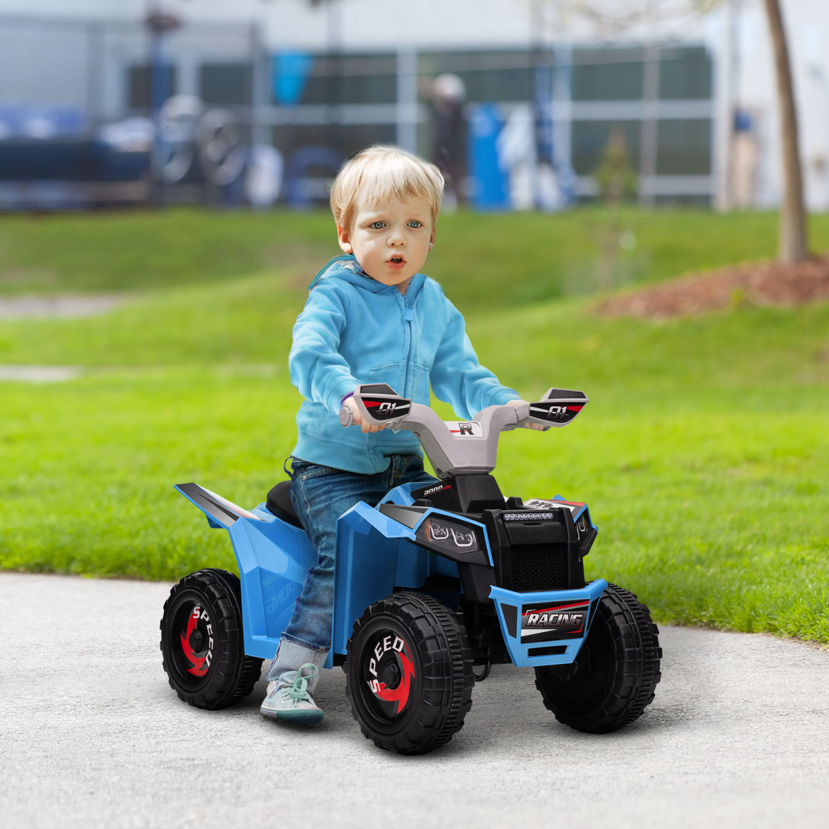 HOMCOM 6V Kids Ride-On Quad Bike ATV, 18-36 Months, Blue