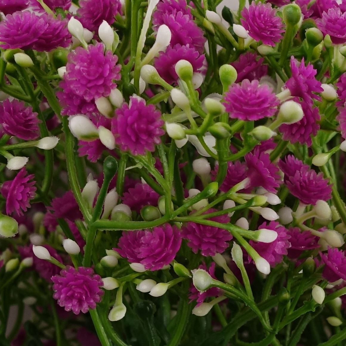 Leaf 55cm Pink Gypsophila Artificial Flower Stem with Wired Shapable Stem