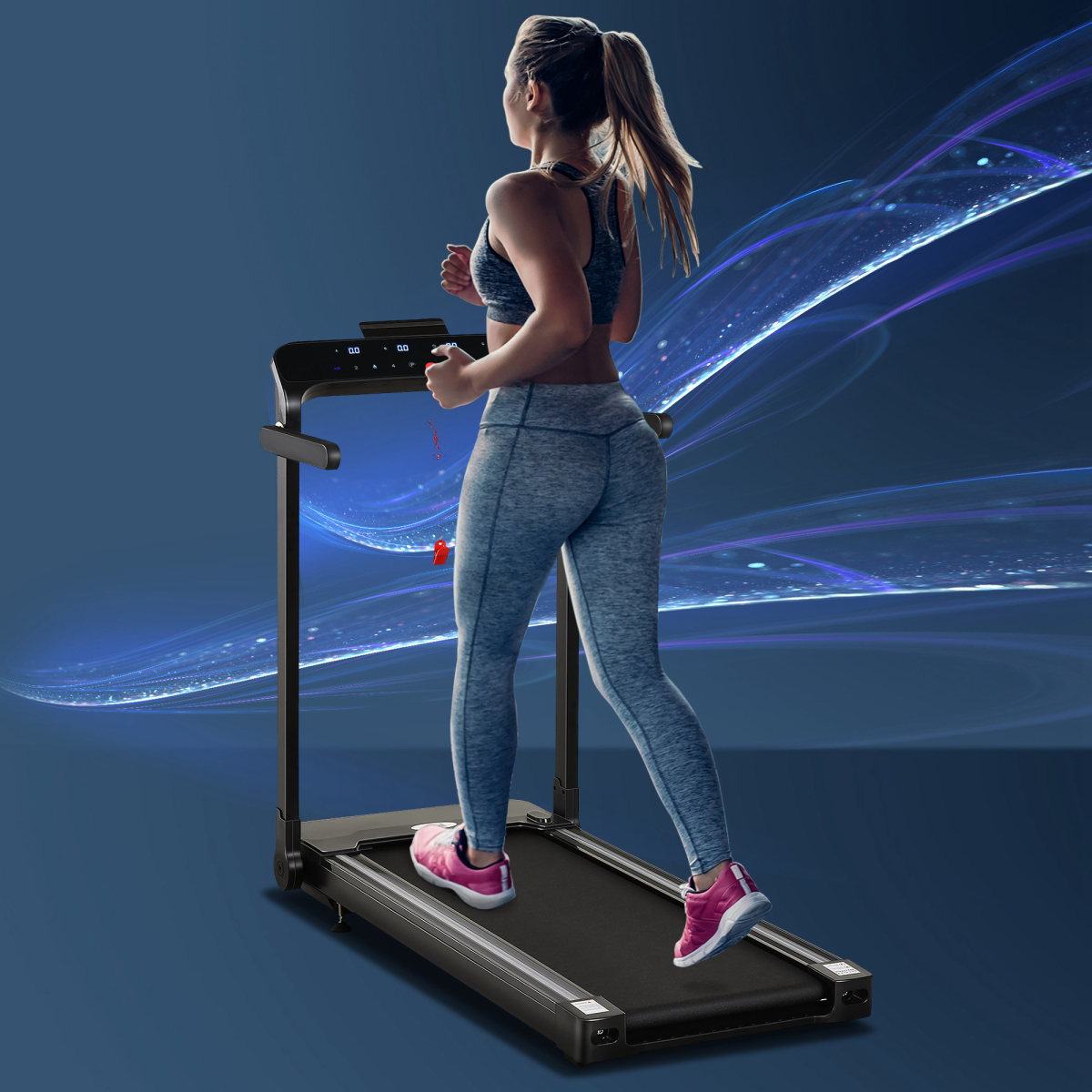 HOMCOM Foldable Electric Treadmill 1.85HP 12km/h LED Screen Safety Lock Black