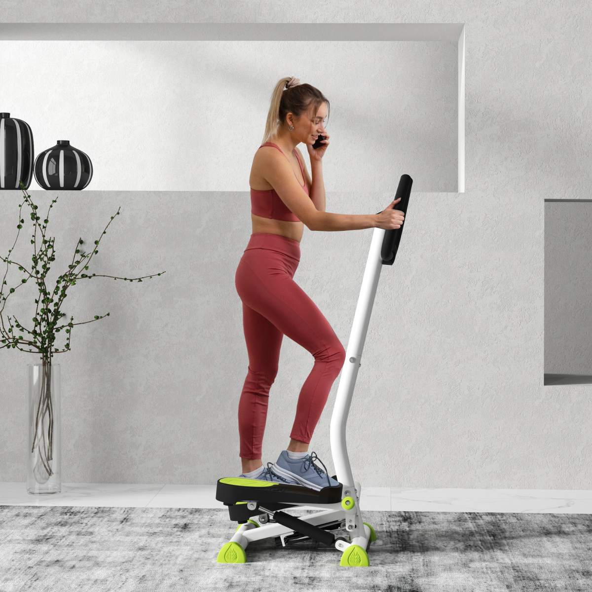HOMCOM Adjustable Stepper Aerobic Ab Exercise Machine with LCD Monitor and Handle