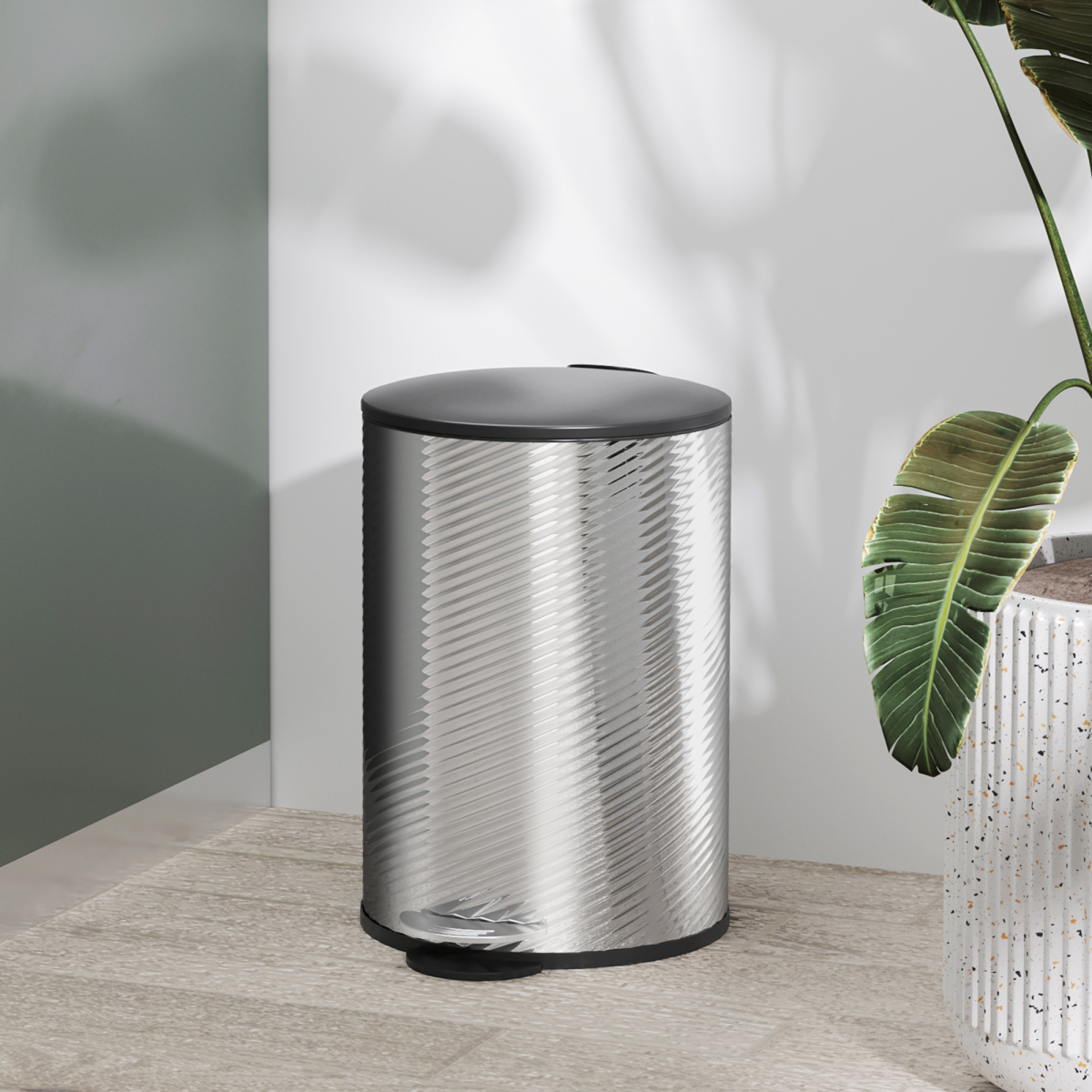 HOMCOM 20L Stainless Steel Kitchen Pedal Bin with Soft-Close Lid, Silver