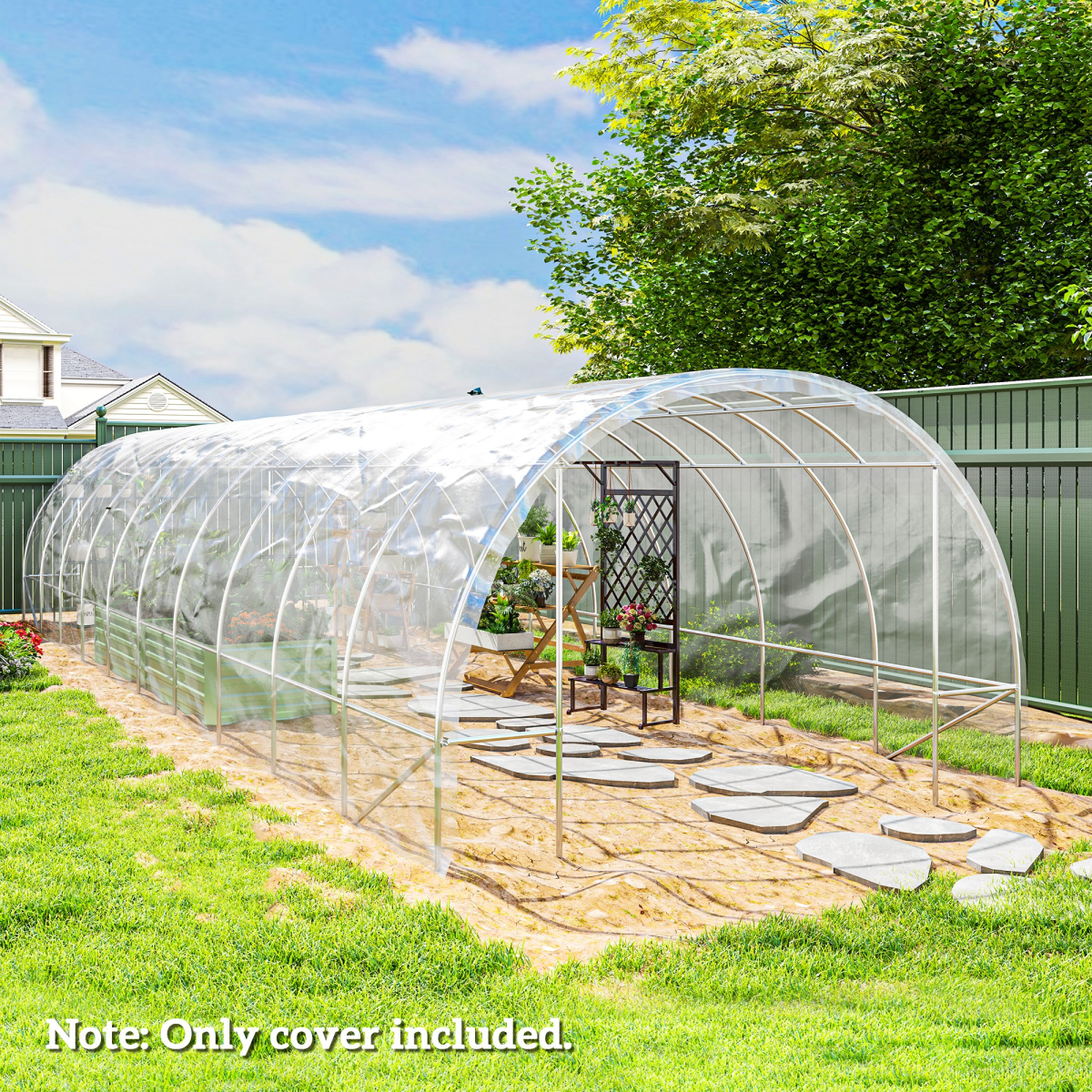 Outsunny 6 x 10m Clear Waterproof UV5% Greenhouse Cover