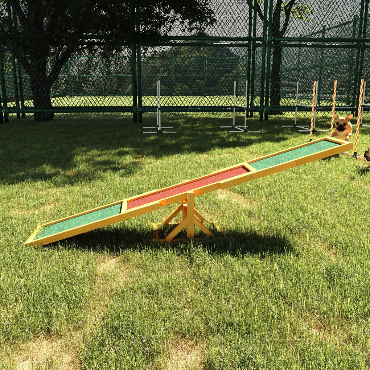 Pet Dog Training Agility Seesaw, Fir Wood Exercise Toy with Anti-Slip Surface, 180 x 30 x 30 cm, 50kg Capacity