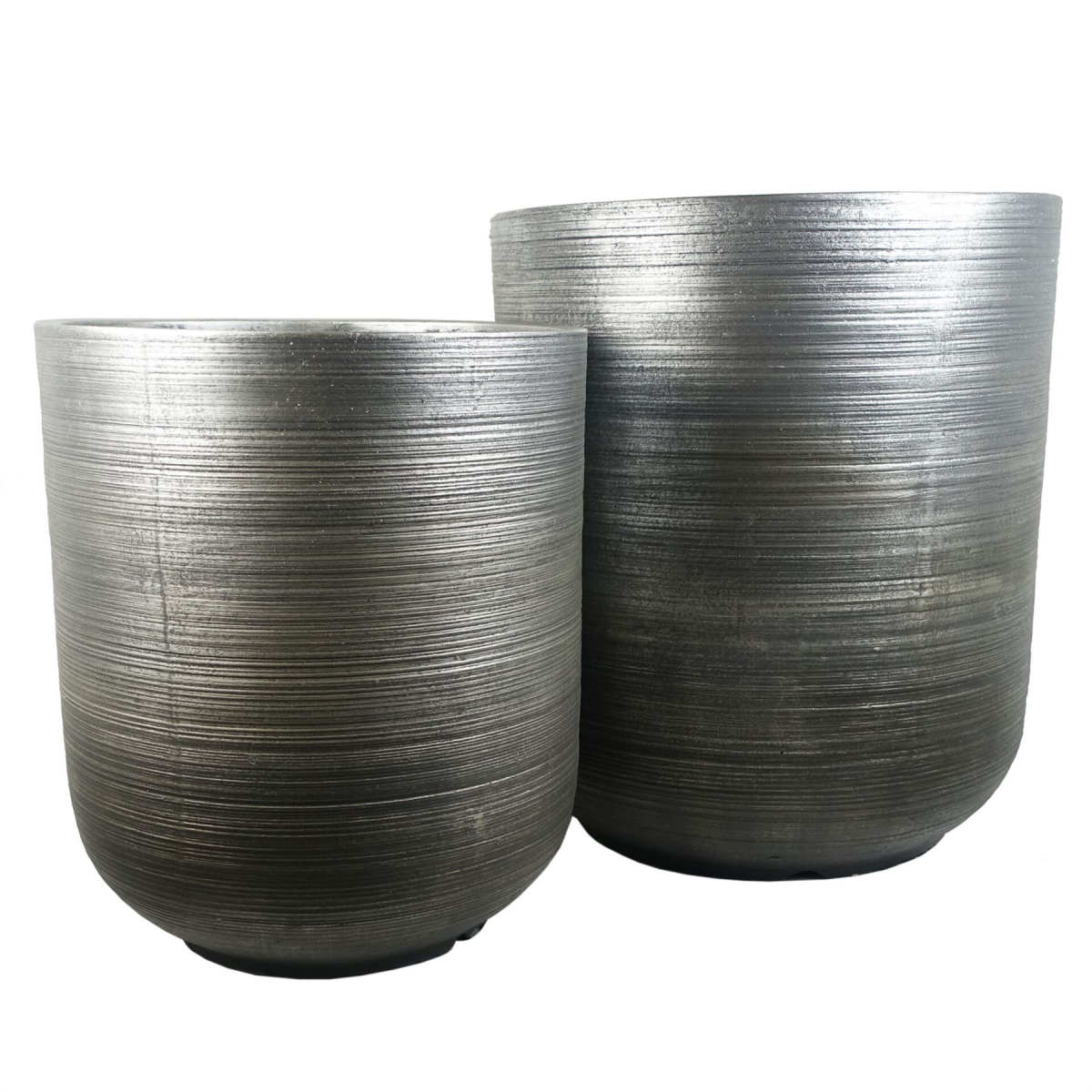 Leaf Coya Silver Ridged Planter 47cm Extra Large Composite Plant Pot