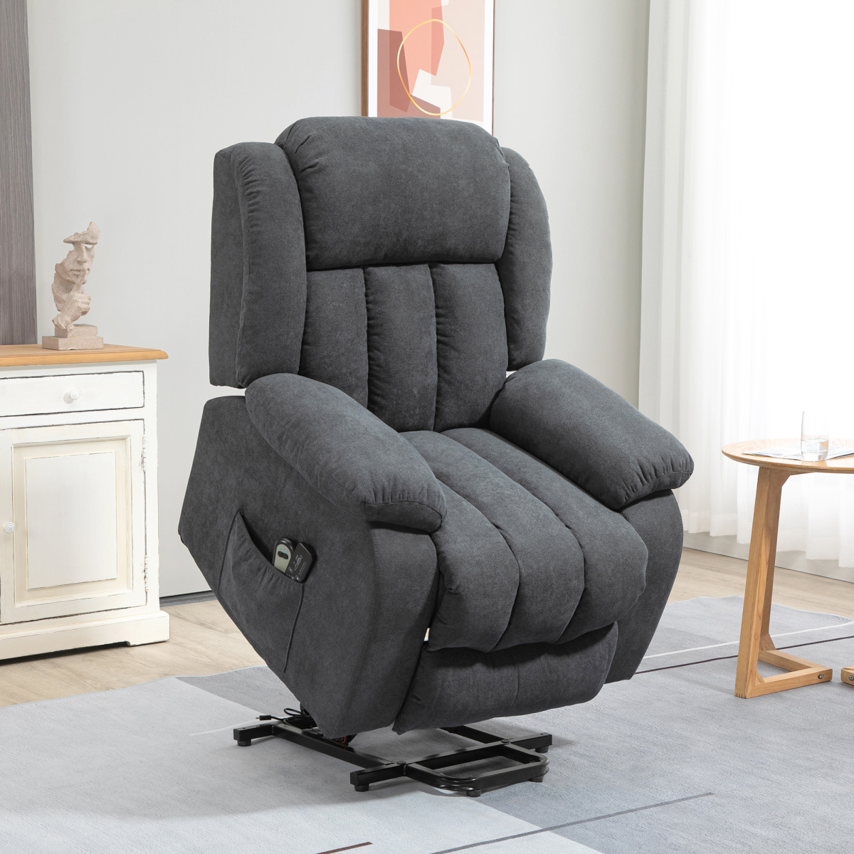 HOMCOM Heavy Duty Lift Recliner Chair with Massage, Dark Grey
