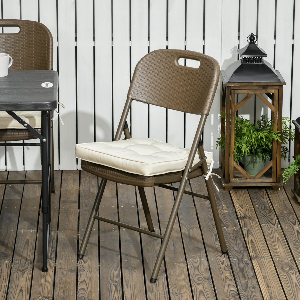 Outsunny 45 x 45cm Garden Seat Cushion with Ties, Cream