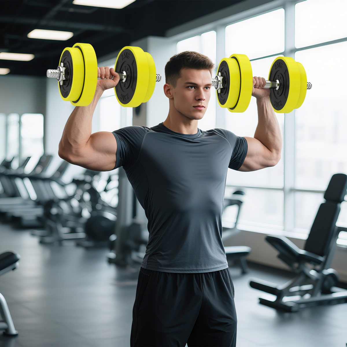 HOMCOM 20kg Adjustable 2-in-1 Dumbbell & Barbell Set, Yellow