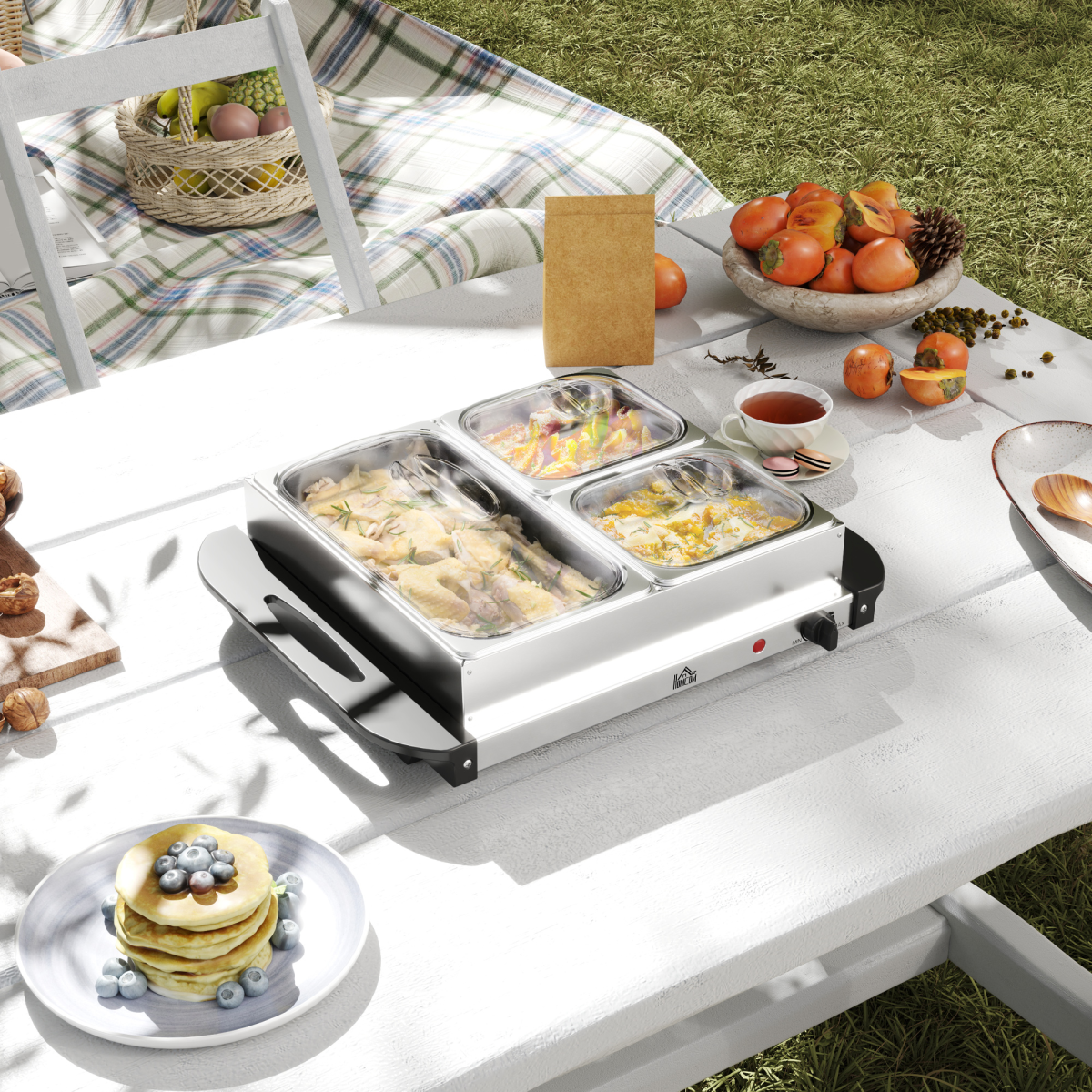 HOMCOM 6L Electric Buffet Server Food Warmer with Cool-Touch Handles