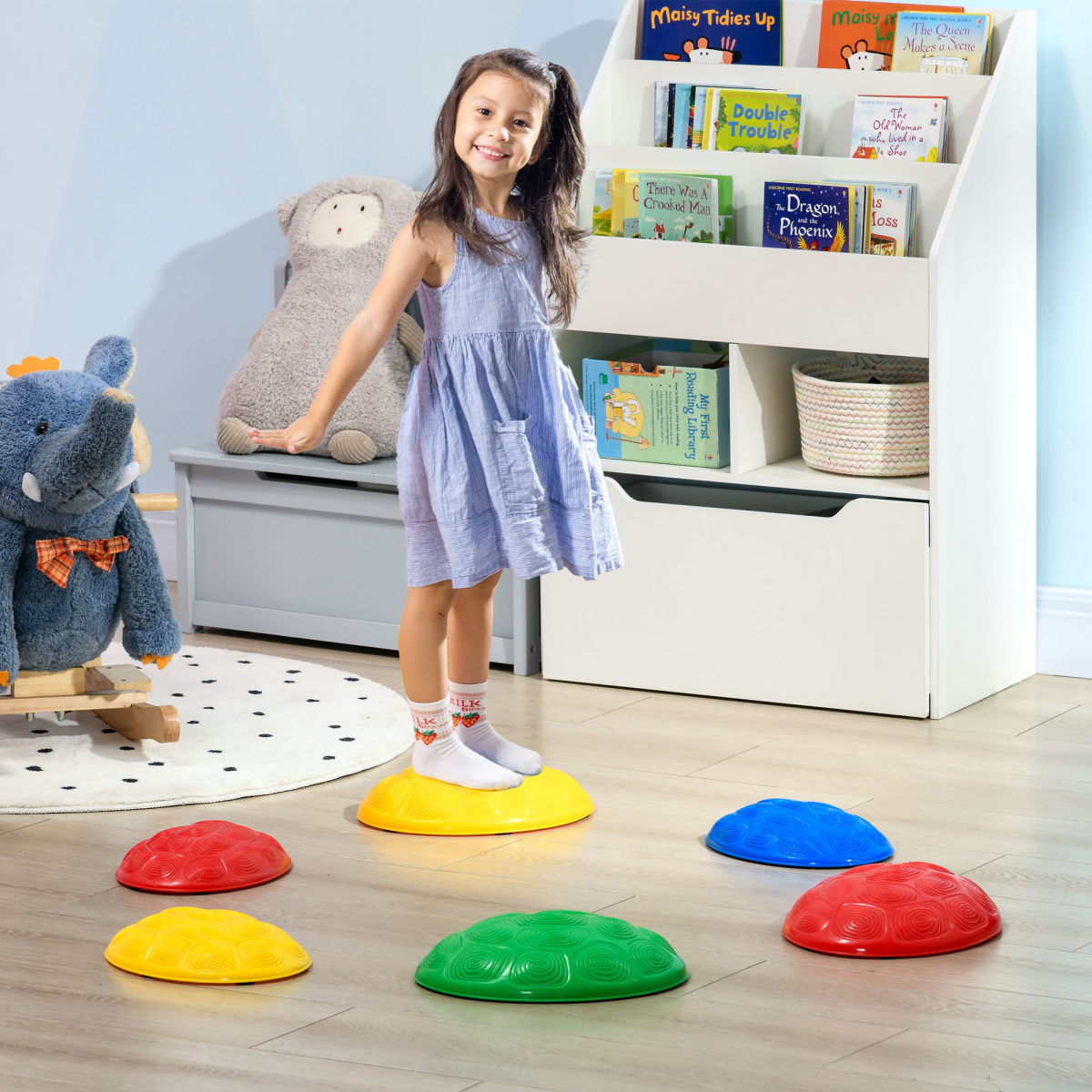 ZONEKIZ 6-Piece Balance Stepping Stones with Non-Slip Mats, Ages 3-8