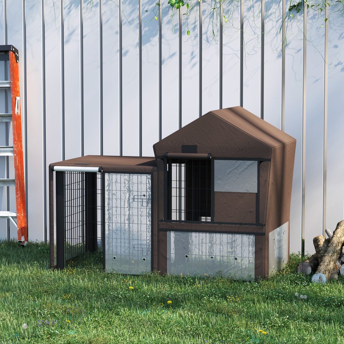 Water-Resistant Rabbit Hutch Cover with Zip Door and Ventilation
