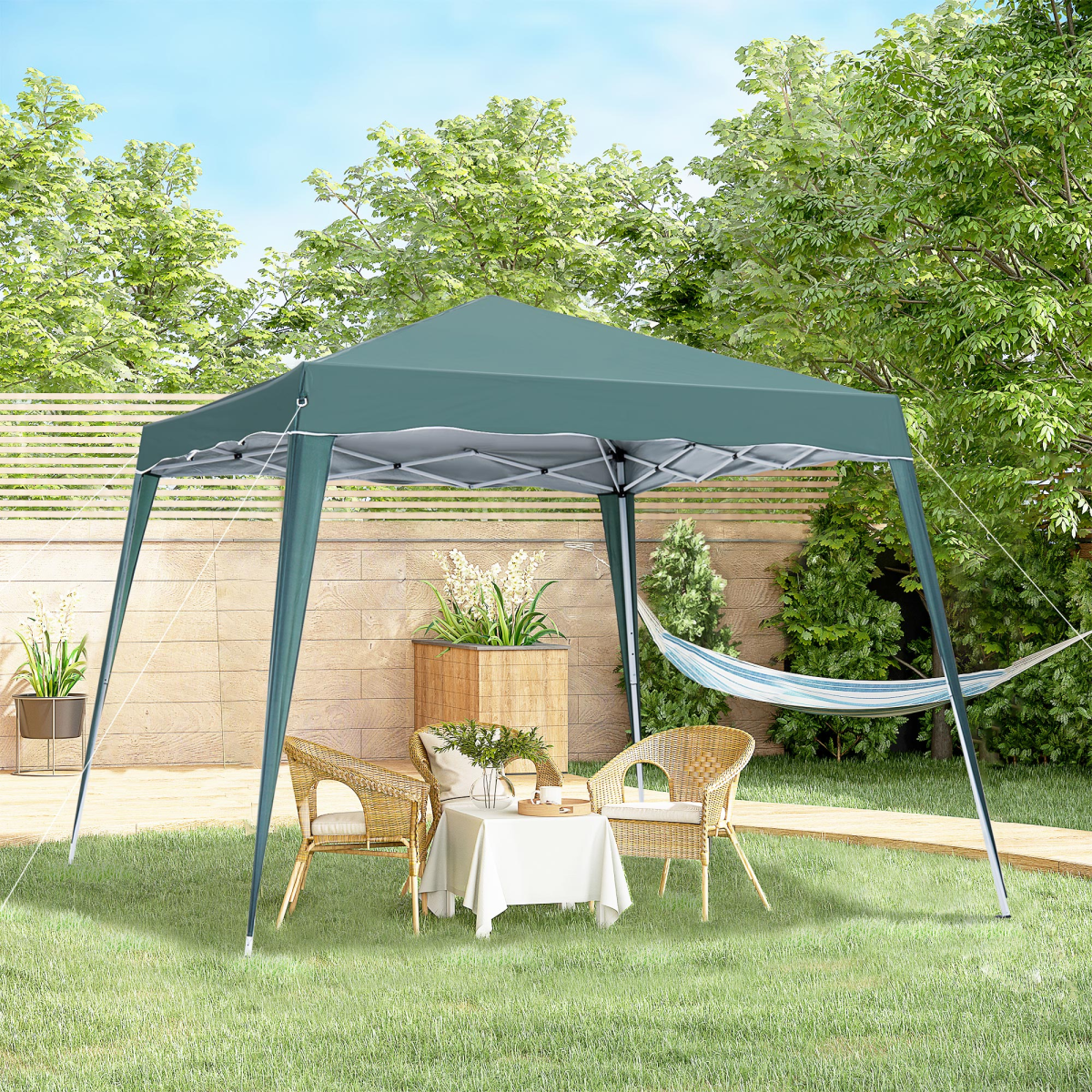 Pop Up Garden Gazebo Tent, Water-Resistant, 2.5 x 2.5 m, Green