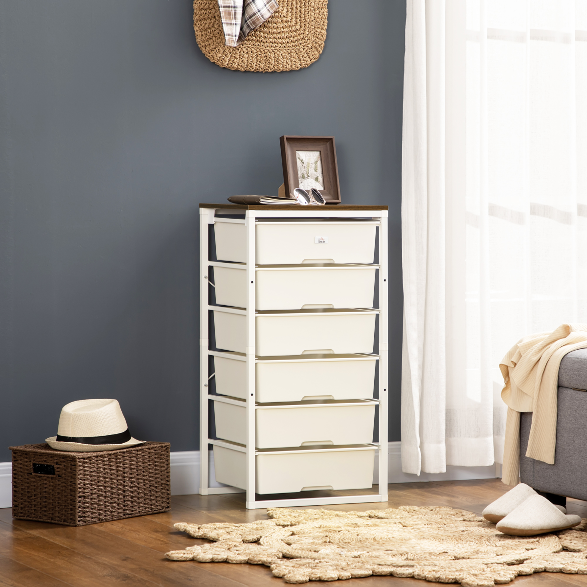 White 6-Drawer Chest of Drawers for Bedroom & Living Room