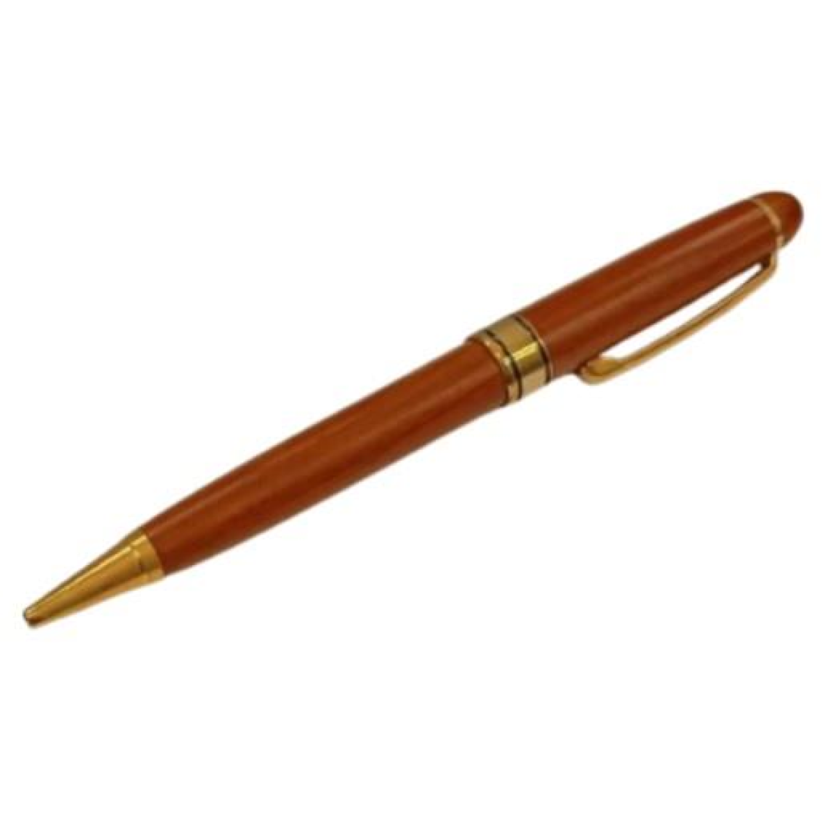 Imperial Desk Clock with Wood Matt Brown Gold Trim Ball Pen IMP69 Clock Gift Set - CLEARANCE NEEDS RE-BATTERY & Refill